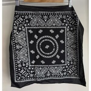 Béis Stagecoach Bandana Black White Unisex Scarf Neck Western 20x20